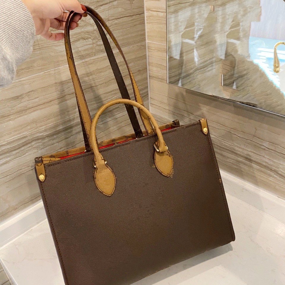 

2021 high-quality Women Leather Luxurys Designer Handbag Female Fashion Messenger ONTHEGO Handbags Purse Tote, Card not sold separately