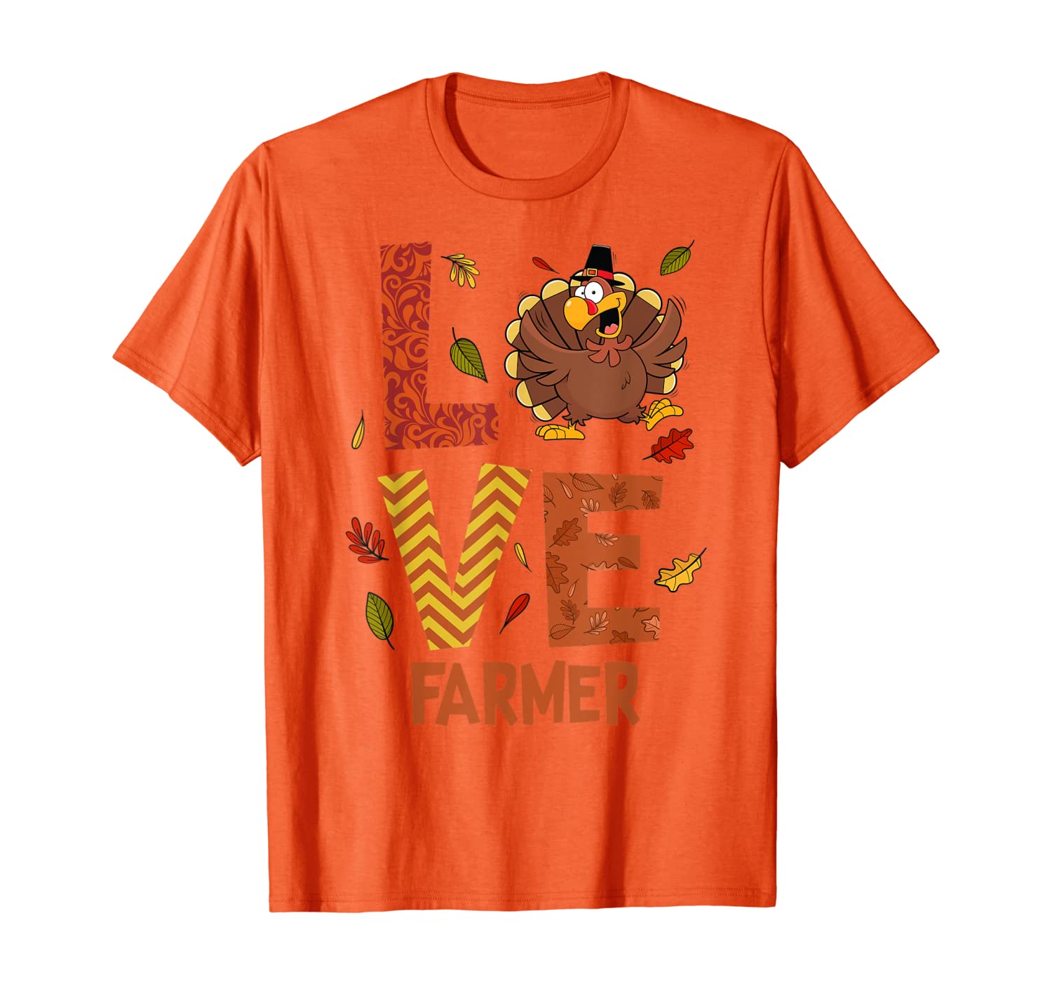 

LOVE Farmer Turkey Costume Fall Autumn Thanksgiving T-Shirt, White;black