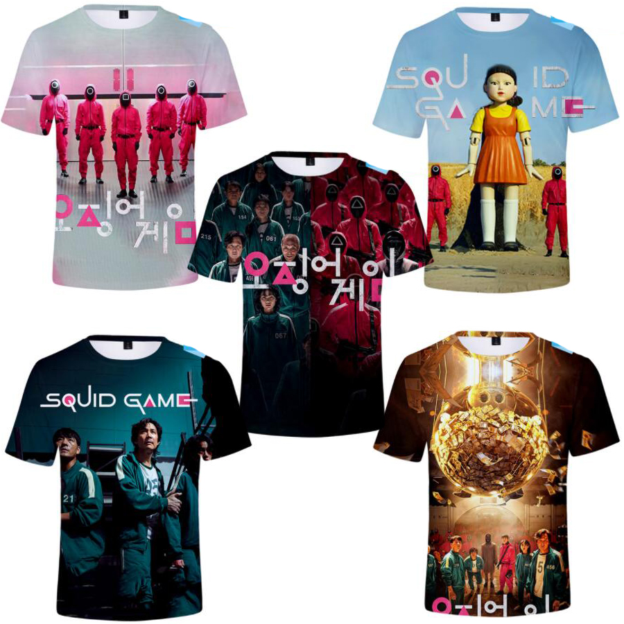 

Squid Game 3D T Shirt Women Men Boys Girls Kids Harajuku Oversized Short Sleeve Funny Tshirt Streetwear Hip Hop Graphic Tees, White;black