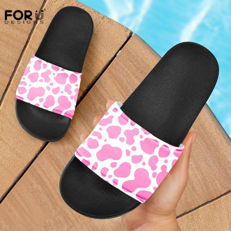 

Sandal Shoes Women Slippers Cow Love Pattern Ladies Summer Flats Home Slides Flip Flop Bathroom, Black