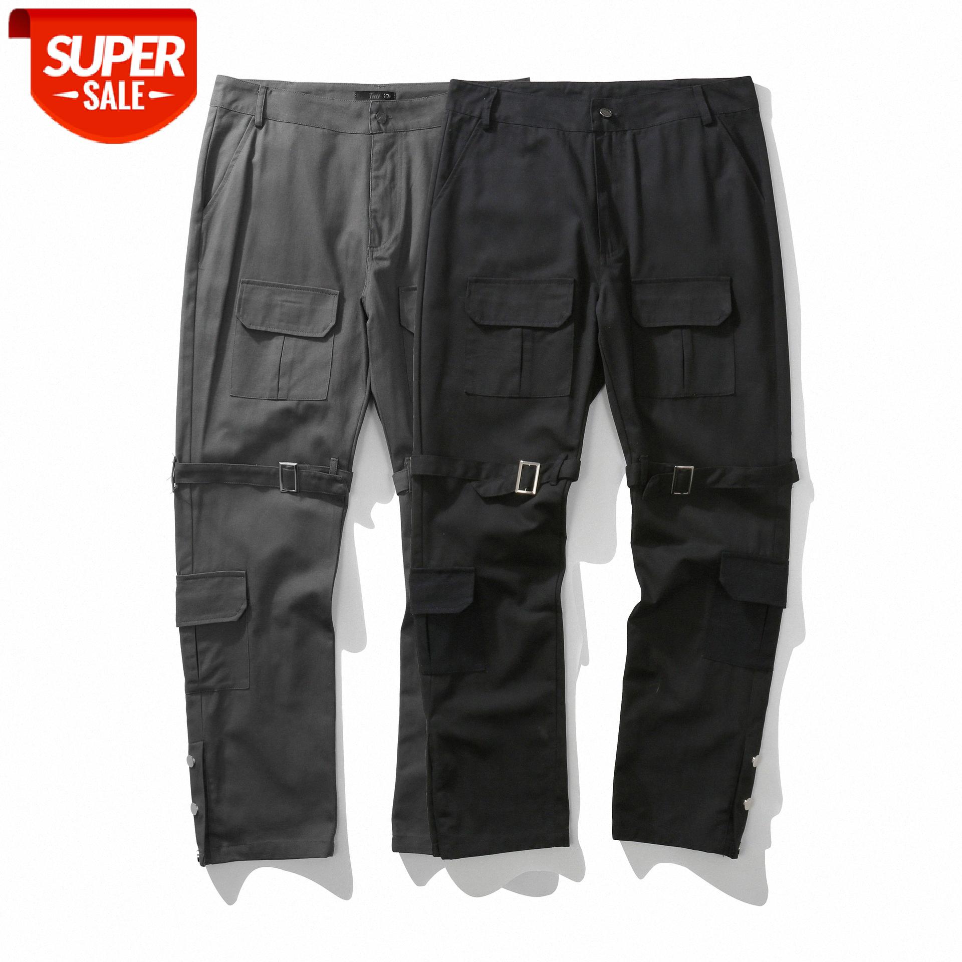 

LawFoo men's functional wind multi-pocket overalls casual pants #YU1m, Black