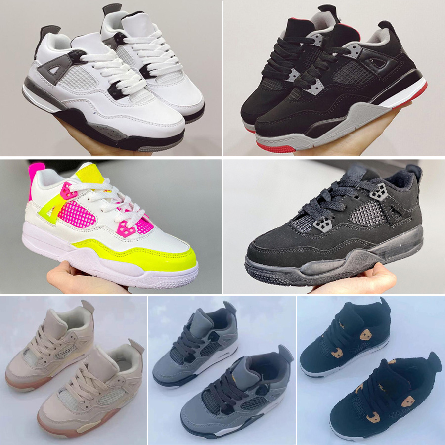 

Infant Toddlers Quality Products J 4S Kids Basketball Shoes Chicago 4 Boy Girl Sneakers Light Green Lights Grey Khaki Baby Trainers Children Footwear, Box