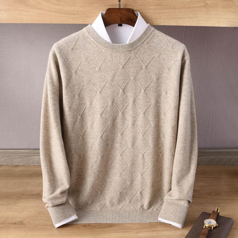 

Men's Sweaters 100% Cashmere Cotton Sweater Men Autumn Winter Jersey Jumper Pull Homme Hiver Pullover O-neck Knitted 13, White;black