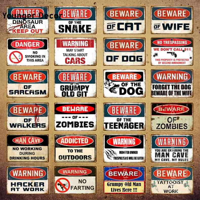 

Beware Of The Dog Metal Vintage Tin Sign Funny Warning Danger For Bar Pub Club Man Cave Game Room Wall Decor YI-2351