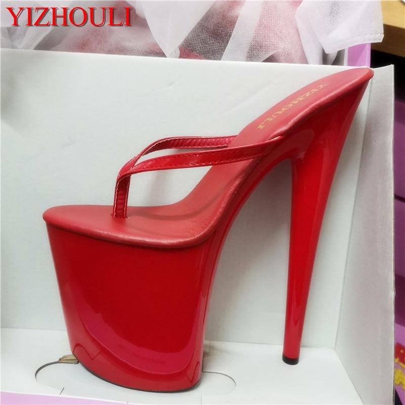 

Slippers Roman Flip-flops 20cm High Heel, Summer With Flip-flops, Models 8 Inches, Stage Show, Black