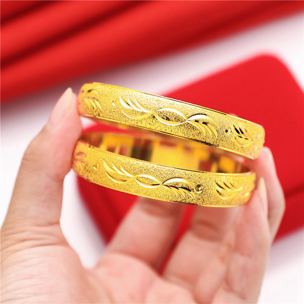Traditional Bridal Women Bangle Bracelet 18k Yellow Gold Filled Classic Fashion Male Jewelry-image-743387453