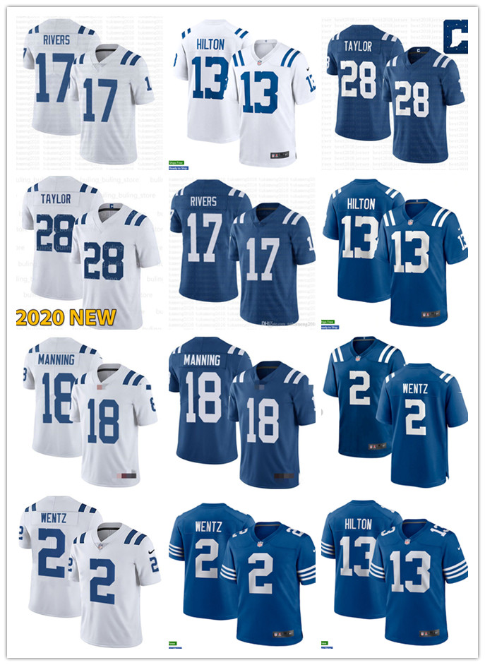 

Men Women Youth IndianapolisColts28 Jonathan Taylor 17 Philip Rivers 13 T.Y. Hilton 2 Carson Wentz custom White Football Jersey, Black;red