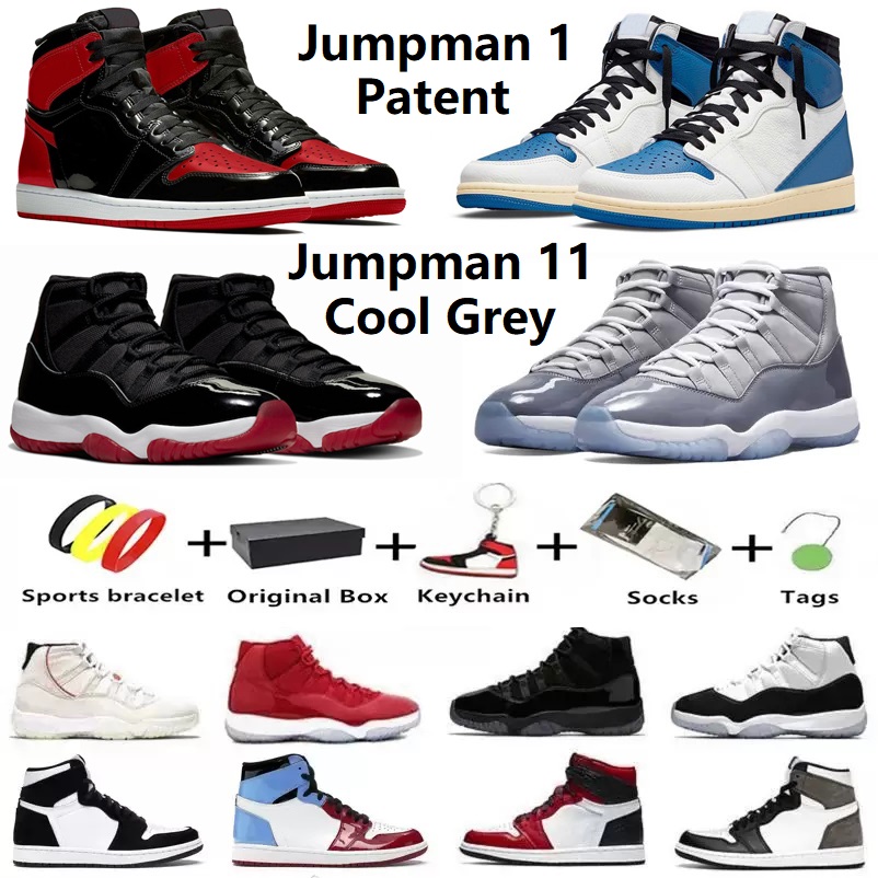 

Jumpman 11 Cool Grey 1 Bred Patent men women basketball shoes 1s Hyper Royal Twist Obsidian 11s Citrus Legend Blue Gym red Bred mens trainers sports sneakers With box, Color#22