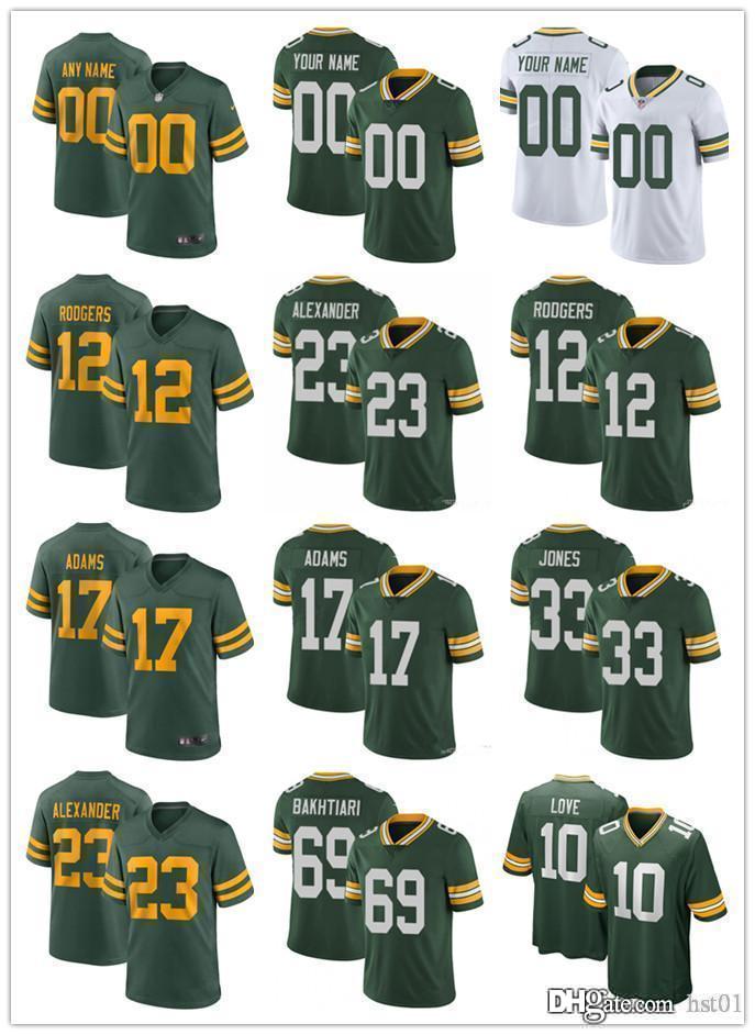 

custom Men Green BayPackersJersey 12 Aaron Rodgers 23 Jaire Alexander 17 Davante Adams 69 David Bakhtiari Football Jerseys, Black;red