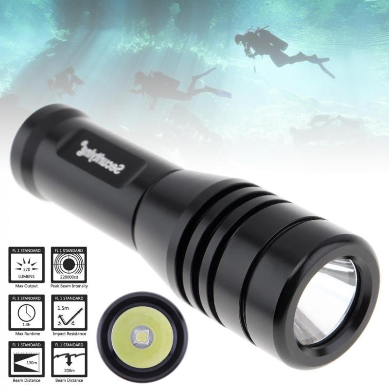 

SecurityIng 570Lm XM-L2(U4) LED IP68 Underwater 150M Scuba Diving Pography Video For Professional Flashlights Torches