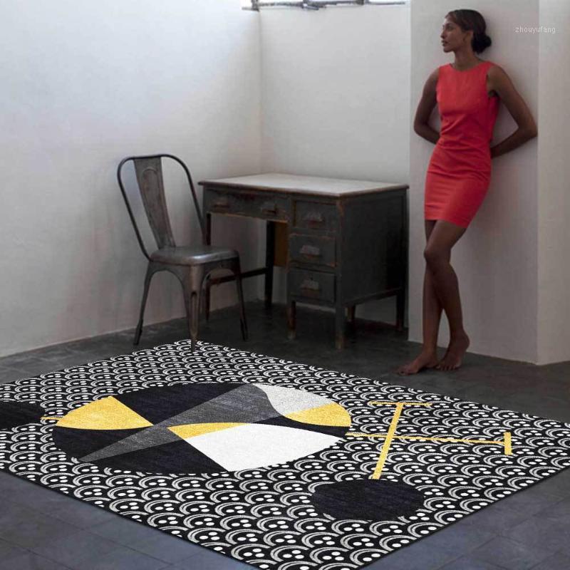 

Carpets Fashion Abstract Golden White Black Geometric Rug Bedroom Bedside Carpet Living Room Floor Mat Customization Kitchen Door