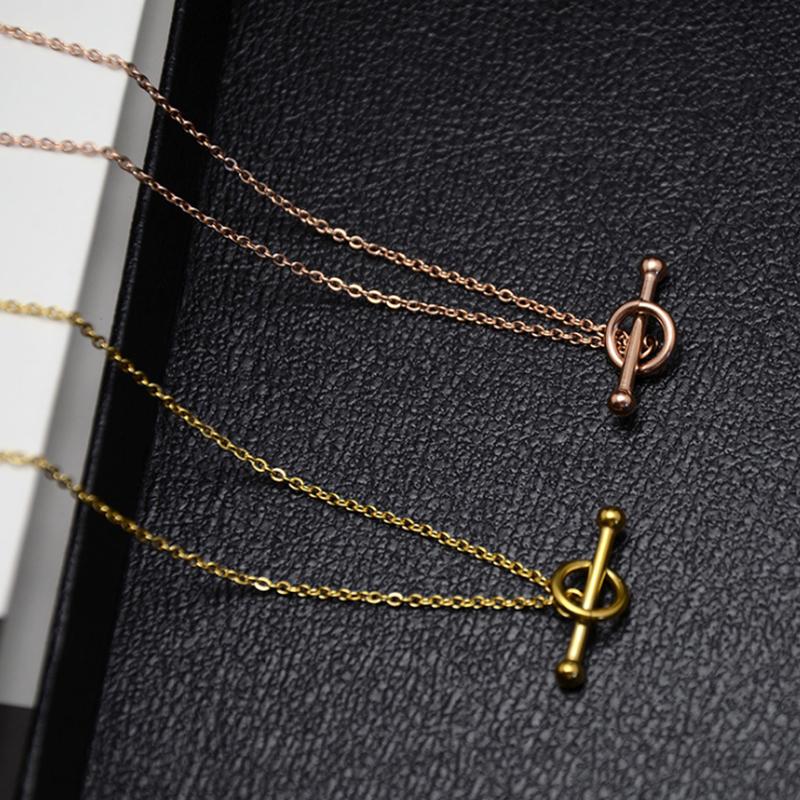 

Chokers TIANGE Women's Circle Pendant Necklace Classic One-word Charm Stainless Steel Jewelry