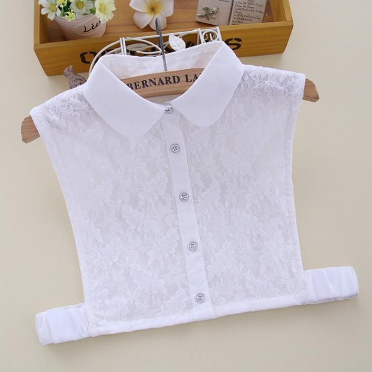 

Chokers Women White & Black Color Lace Detachable Lapel Choker Necklace Sweater Fake False Collar Clothing Accessories 2021