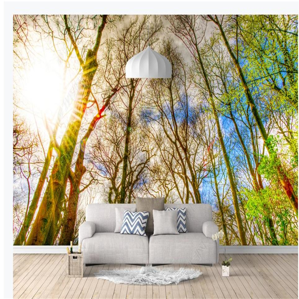 

classic painting wallpaper 3D green looking up at the big tree landscape wallpapers background wall