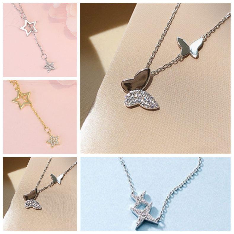 

Chains OTOKY Fashion Star/Butterfly Necklaces For Women Mariposa Pareja Choker Steam Copper Collar Metal Stainless Steel Jewelry, Silver