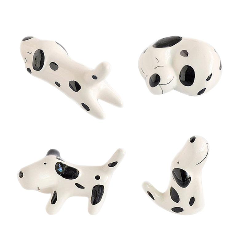 

4pcs Spotted Dog Ceramic Chopsticks Rest Japanese Style Stand Rack Fork Holder