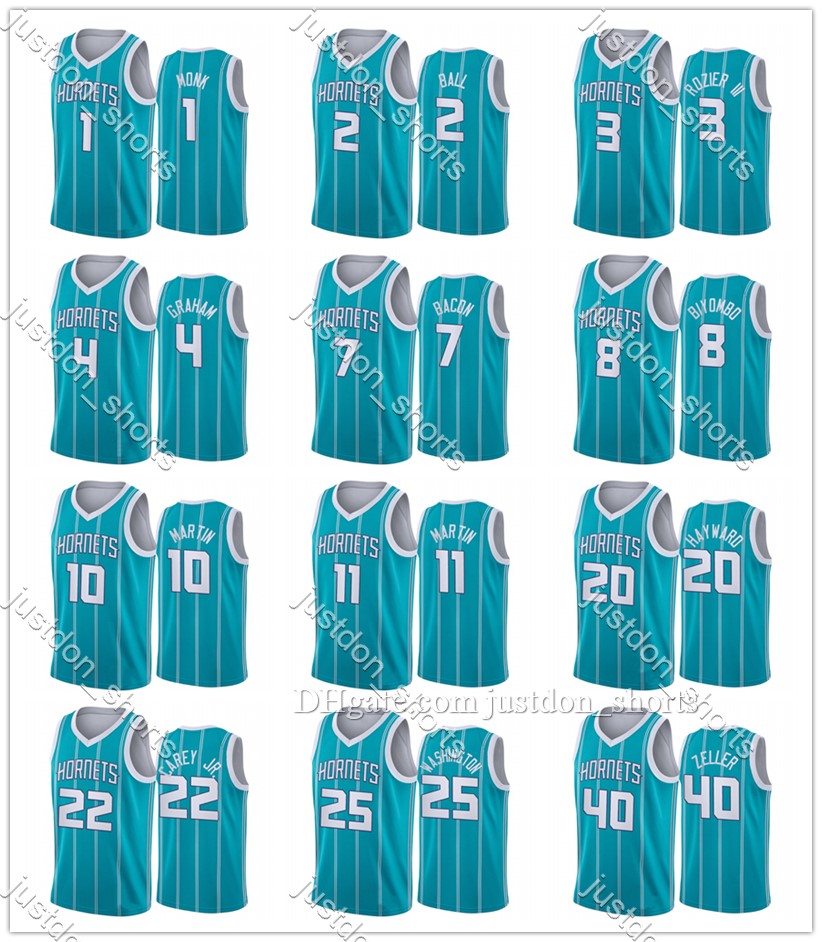 

Mens Gordon Hayward 20 LaMelo Ball 2 Terry Rozier 3 Monk 1 Zeller 40 Bacon 7 Cody Martin 11 Customize City Mint Blue Edition Hot Press Baske, Black;red