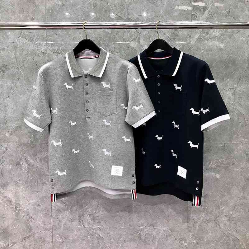 

TB short sleeve fashion brand polo men's 2020 new summer loose casual embroidery Lapel cotton T-shirt trend, White;black