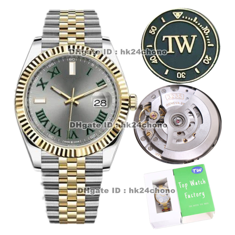 

8 Styles Luxury Watches 126333 TW 41mm 904L Stainless Steel Cal.3235 Automatic Mens Watch Sapphire Crystal Gray Dial 18K Gold Two-tone Bracelet Gents Wristwatches, Original box 1