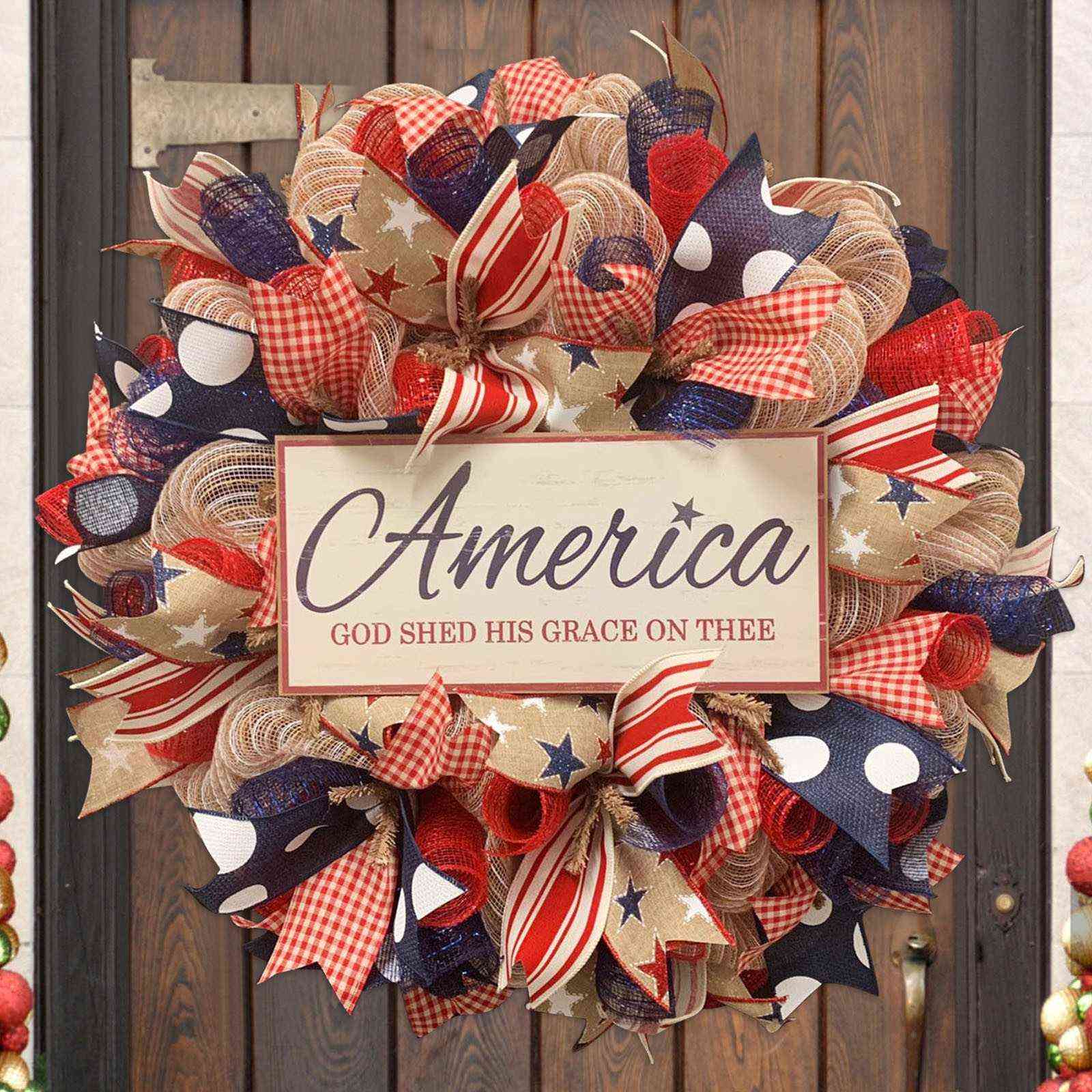 

Independence Day Wreath Porch Decor Front Door Outdoor Hanging Wreath Decor Flower Home Decor Window Wreath Easter Decorationss Q0812