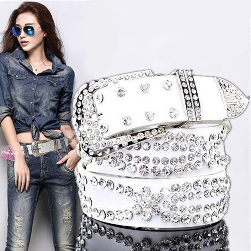 

Belts For Women Diamond Inlay Ceinture Metal, White