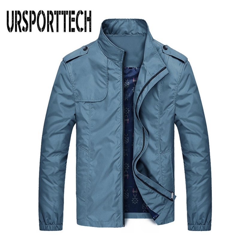 

URSPORTTECH Men's Jackets Spring Autumn Slim Fit Solid Mens Bomber Jacket Male Casual Overcoat Fashion Mens Baseball Jackets Top 210707, Black