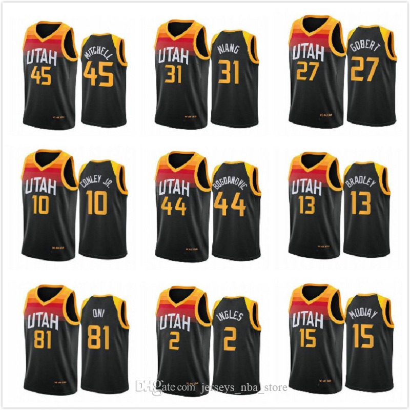 

2021 Men Donovan 45 Mitchell Mike 10 Conley 00 Clarkson Rudy 27 Gobert 17 Udoka Azubuike 15 Derrick Favors Basketball Jersey, Black;red