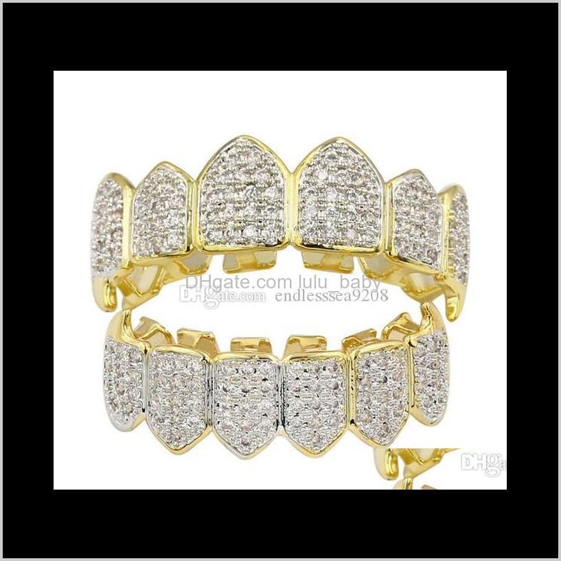 

Hip Hop Braces Exotic Sentiment Environmental Hiphop Jewelry 18K Teeth Grillz Caps Brace 2 Colors Accessories Wcwhb Grills 74H6E