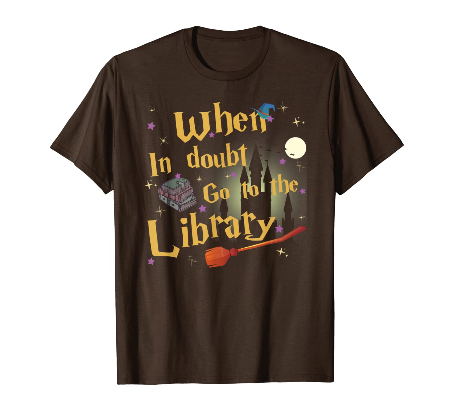 

readers when in doubt go to the library gift for librarian t-shirt, White;black