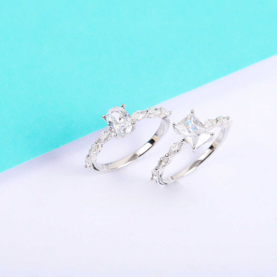 

Hot Brand Pure 925 Sterling Silver Jewelry For Women Wedding Emerald Cut Ring Wedding Engagement Silver Rings 0.7ct Diamond Ring