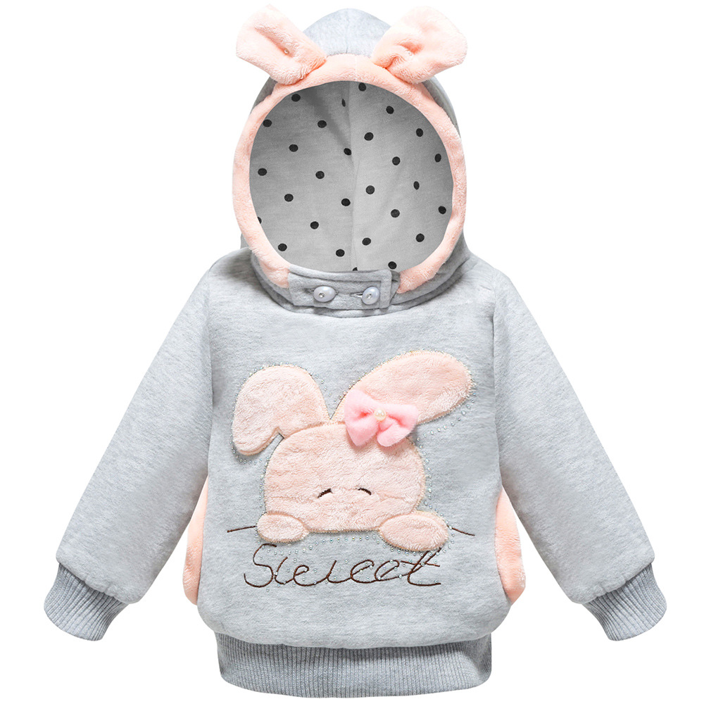 

Girls Jacket Sweet Rabbit Spring Warm Kids Hoodies Sweatshirt Casual Hooded Autumn Girls Sweater Birthday Present Kids Clothes, Pink