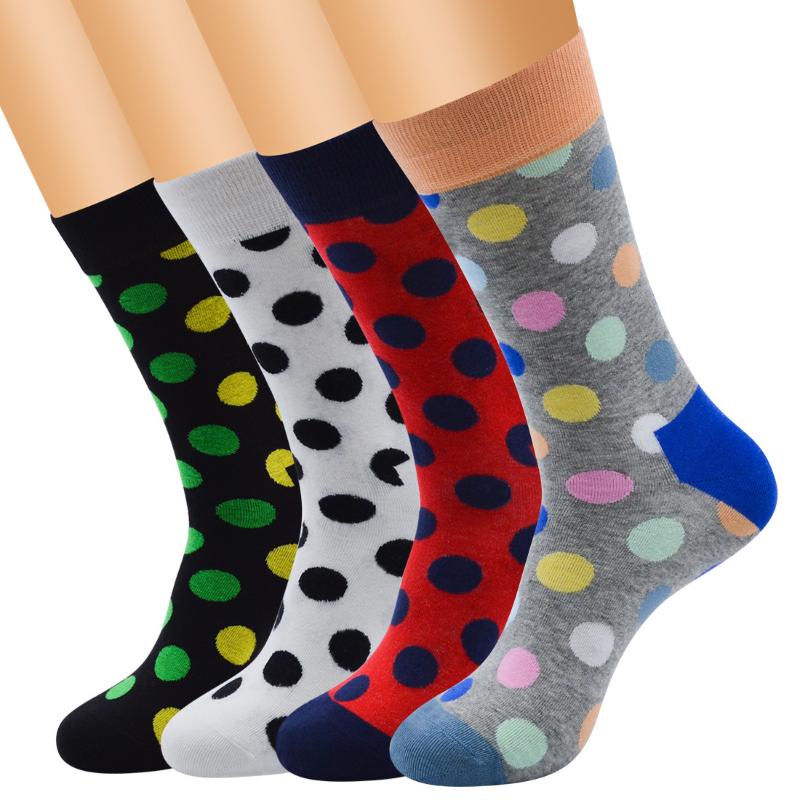 

Men's Socks Color Cotton Casual Business Dress 1 Pair Dot Style For Male Gift EU 38-45 Size Drop Sock, C4