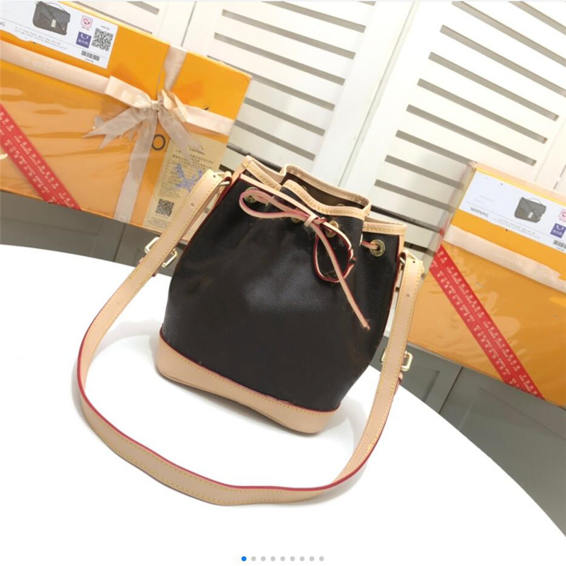 

NOÉ BB 40817 Sturdy Stylish Bucket Bag Coated Canvas Iconic Shape Drawstring Closure Women Adjustable Leather Strap Crossbody Shoulder Bag, With box
