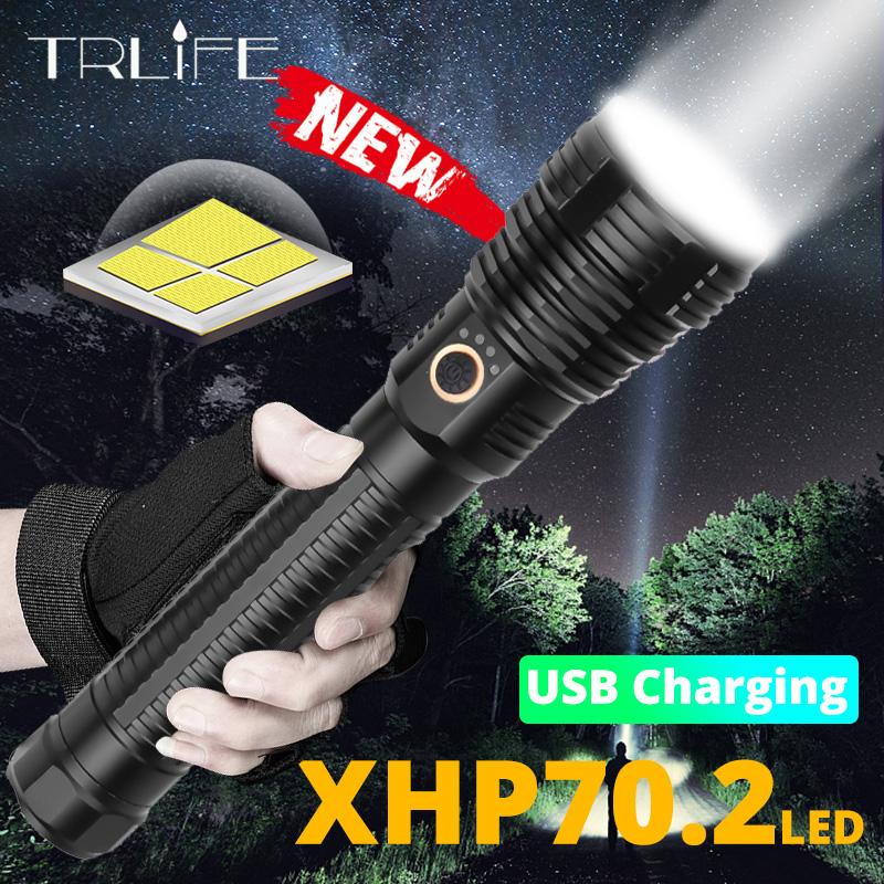

XHP70.2 Lamp Bead Tactical LED Torch Waterproof 5 Modes Zoomable Camping Hunting USB Rechargeable Use 26650 Flashlights Torches