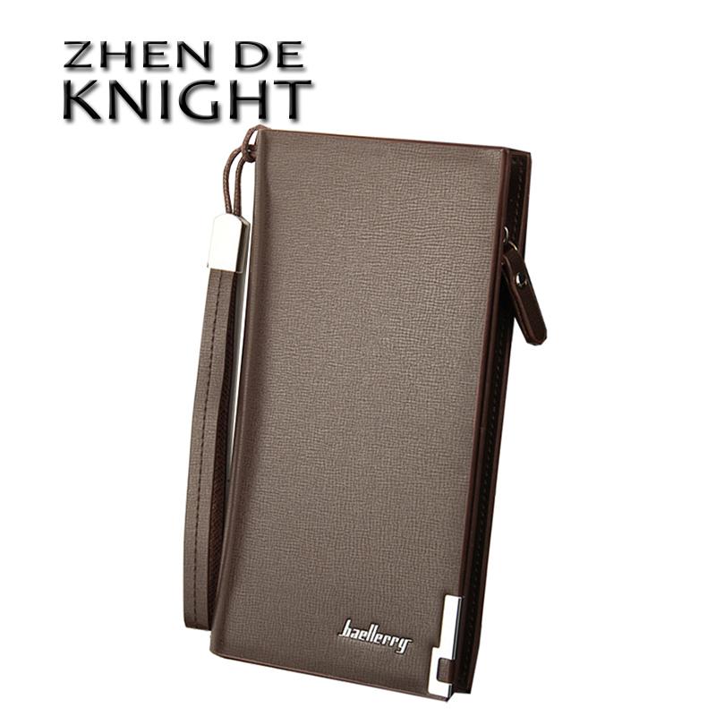 

Wallets Business Men's Solid PU Leather Long Portable Cash Purses Casual Standard Male Clutch Bag, Black
