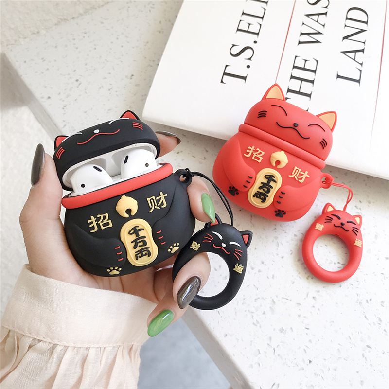 

Lovely Case for Airpods Pro Japanese Style Lucky Cat Silicone Earphone For Apple 1 2 Cute Protective Cover