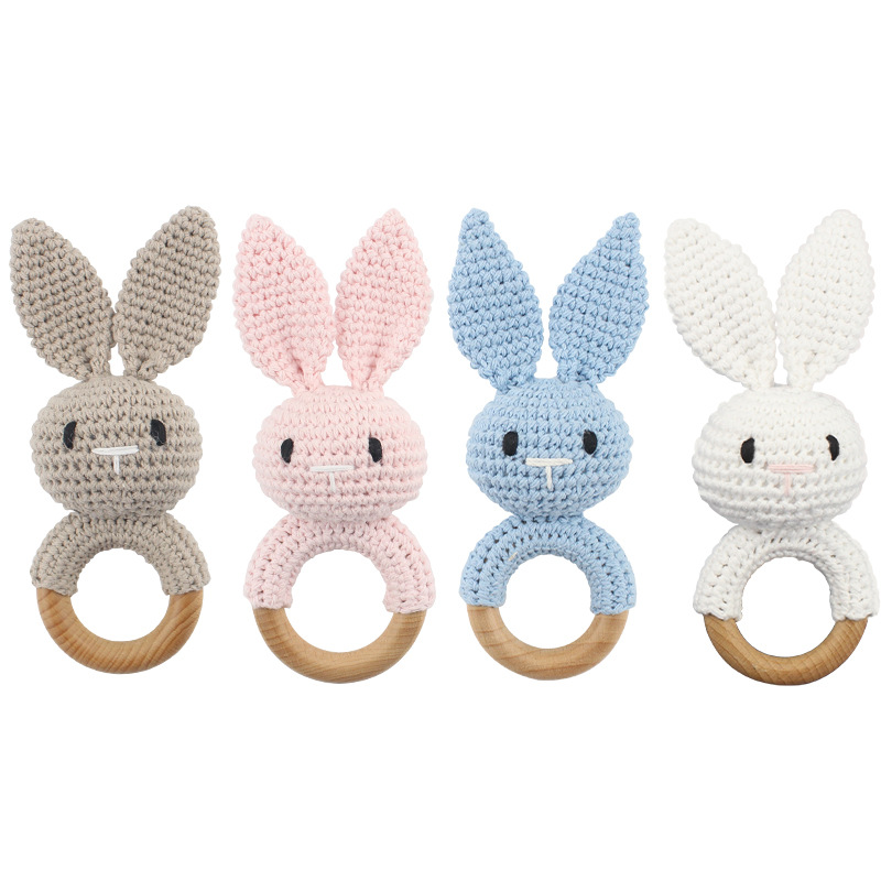 Baby Pacifiers Crochet Animal Natural Wooden Teething Food Grade Soother Newborn Teeth Practice Toys Kids Chew Toy Infant Feeding 5163 Q2-image-736148193