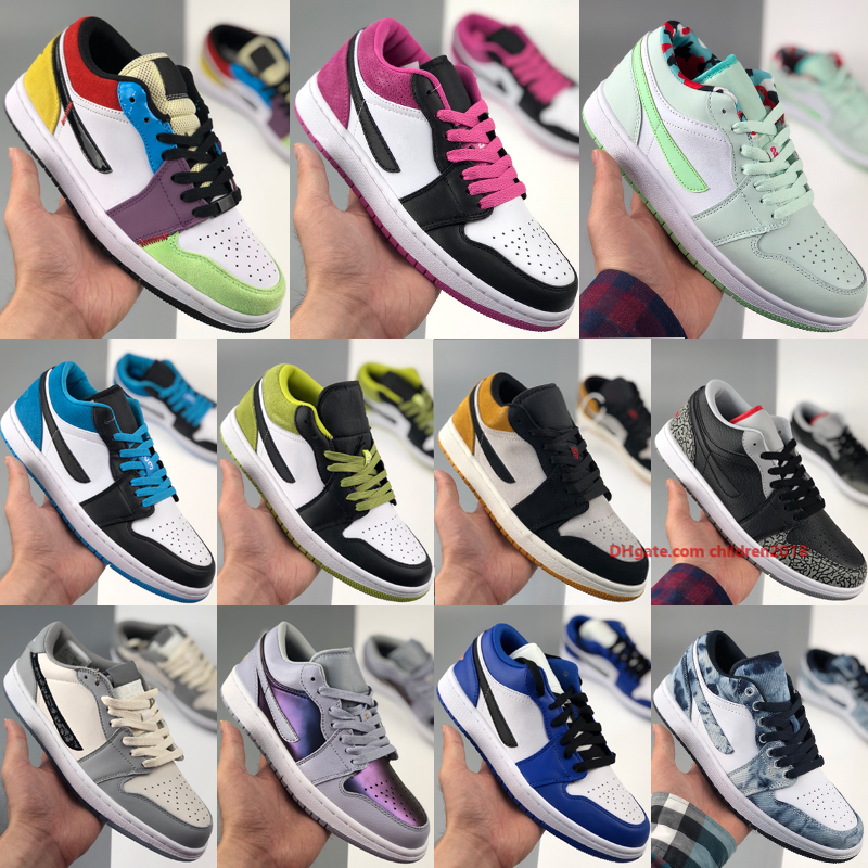 

Fashion JumpMan 1 1s Men Women Basketball Shoes High Quality Multicolor Magenta Black Court Purple Paris University Gold Outdoor Sneakers Size 36-45, #002 wolf grey sail