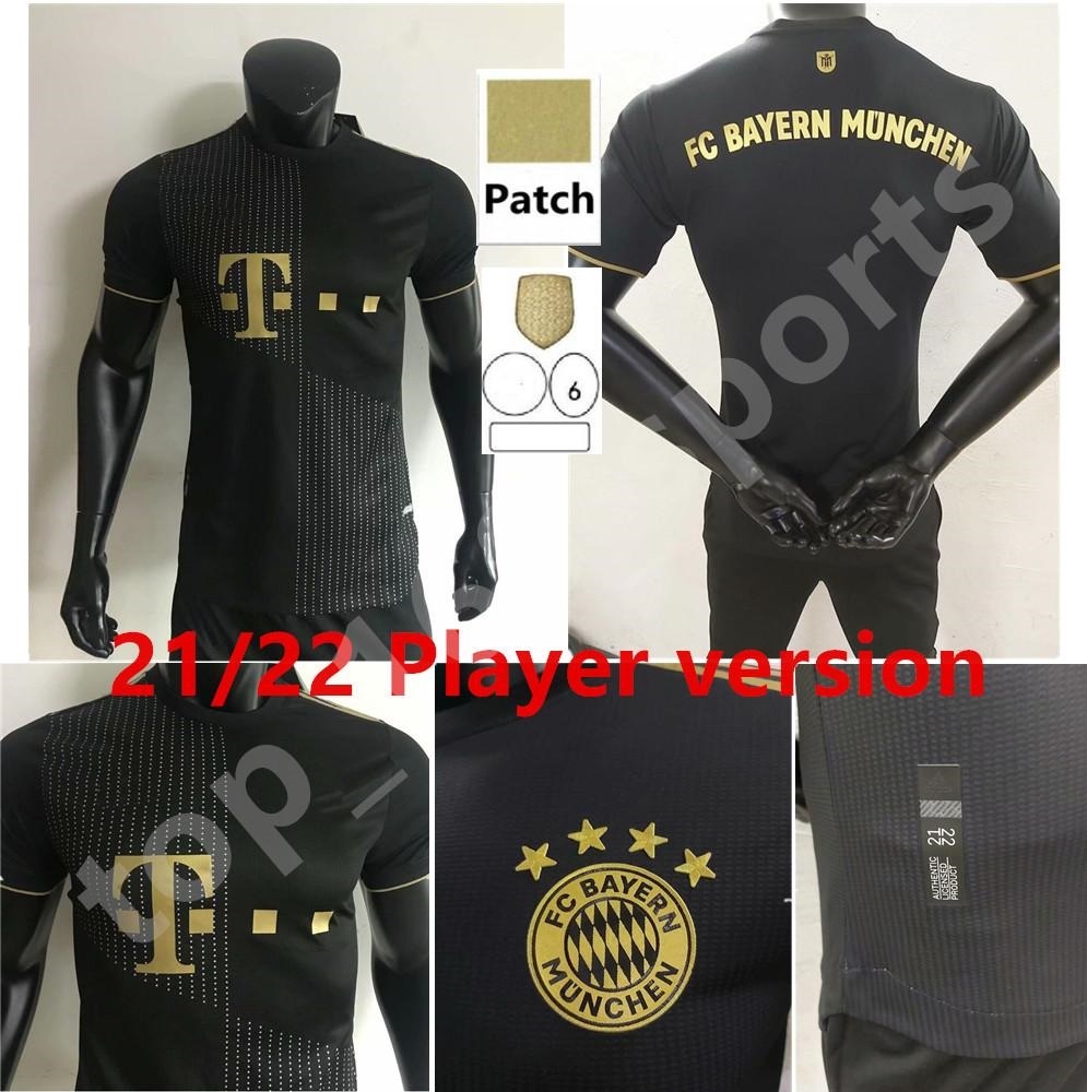 

2021 Player version bAyerN Away Black Soccer jersey 21/22 Munich SANE LEWANDOWSKI GNABRY MULLER Maillots de football shirt COMAN DAVIES uniforms