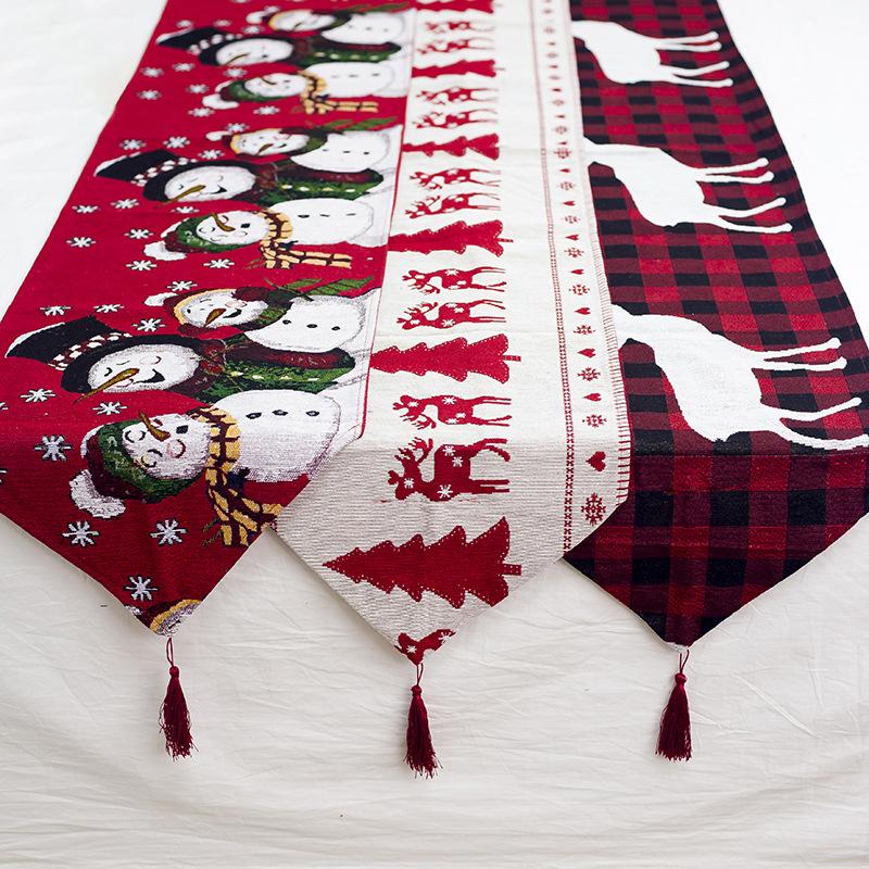 

Christmas Decorations Gift Linen Elk Snowman Table Runner Merry Decor For Home 2022 Xmas Ornaments Year's 2021 Navidad