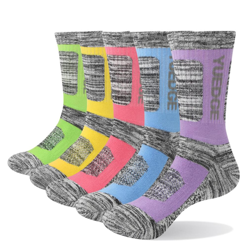 

YUEDGE Brand Womens Cushion Combed Cotton Crew Sos Trekking Hiking Sos Women(5 Pairs/Pa), 3 pairs multi color