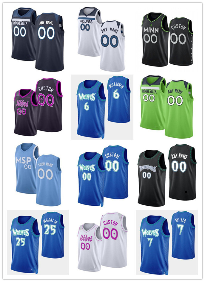 

75th Custom Minnesota''Timberwolves''12 Taurean Prince 11 Naz Reid 8 Jarred Vanderbilt 3 Jaden McDaniels Basketball Jerseys, Color