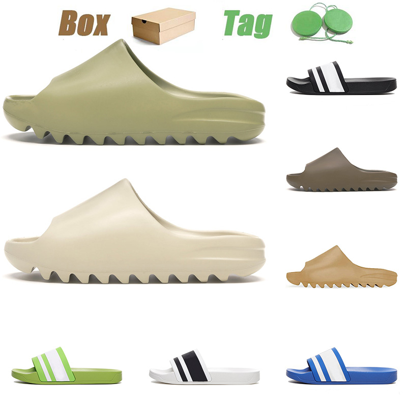 

WITH BOX 2021 Top Fashion Slipper Adilette Slide Men Women Foam Runners BIG SIZE Eur 47 Resin Bone Platform Designer Flat Flip Flop, A29