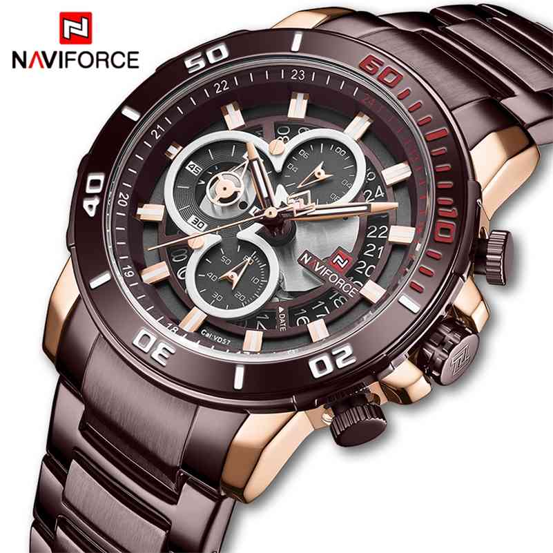 

Relogio Masculino NAVIFORCE Men Watches Top Brand Luxury Fashion Waterproof Chronograph Quartz Watch Men Steel Sports Male Clock 210517, Silver black