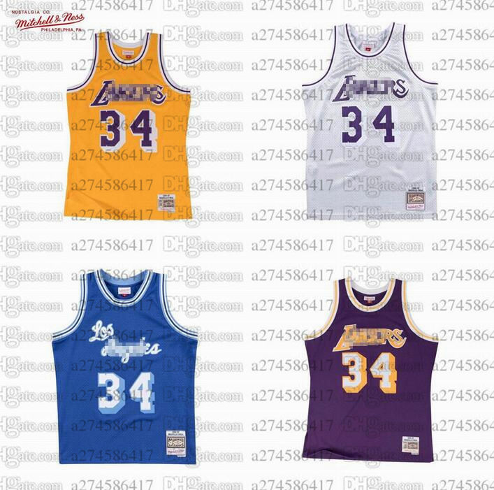 

Men women youth basketball Jerseys Los Angeles Lakers 34 Shaquille O'Neal Mitchell&Ness 1996-97 Hardwoods Classics retro Jersey, Black;red
