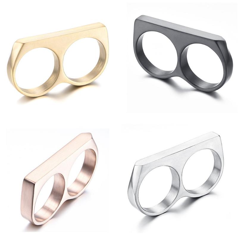 

Cluster Rings Punk Style Nightclub Tide Models Men's Ring Two Fingers Charm For Men Finger Party Big Midi Bague Anillos