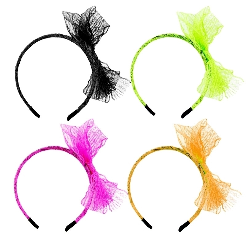 

80s' party dance Hot lace large bow hoop headdress