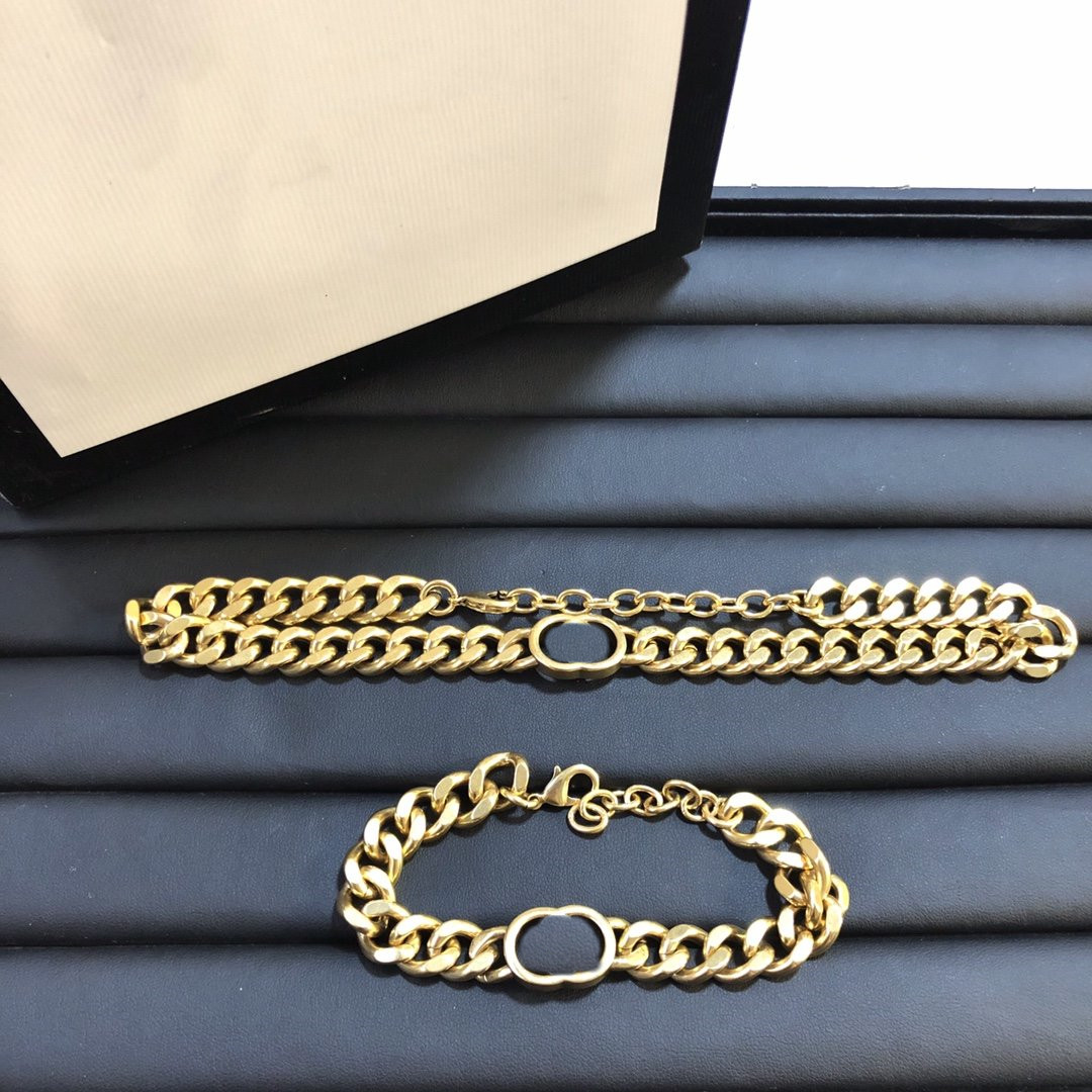 

New Necklace and Bracelet for Unisex Letter Bracelet Gold Chain Supply High Quality Stainless Steel Charm Necklace G