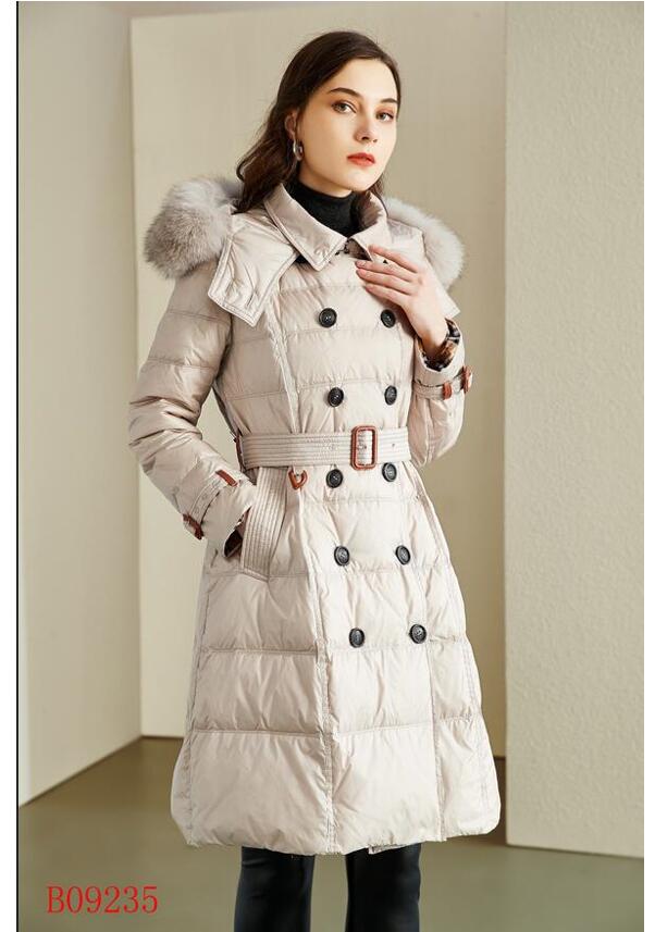 

NEW 2021! women winter warm white duck down coat/great quality branded long style duck down coat/thickness coat with fur B9235F970 size S-XXL, Black
