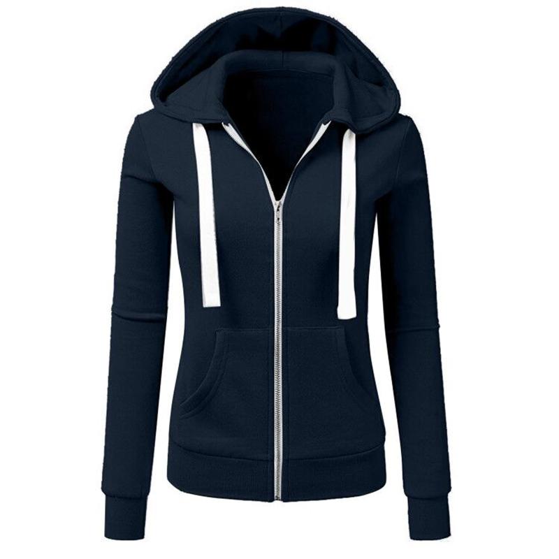 

Women' Hoodies & Sweatshirts Women Zipper Sweatshirt Jacket Winter Autumn Solid Moleton Feminino 2 Colors -XL, Ny